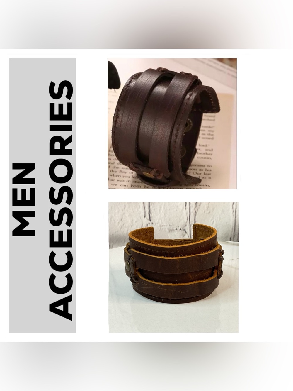 🌟🌟 Genuine Leather Double Wide Bracelet